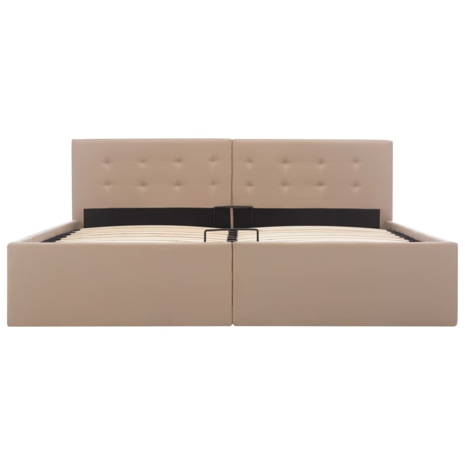 Cama canapé hidráulica cuero sintético blanco 160x200