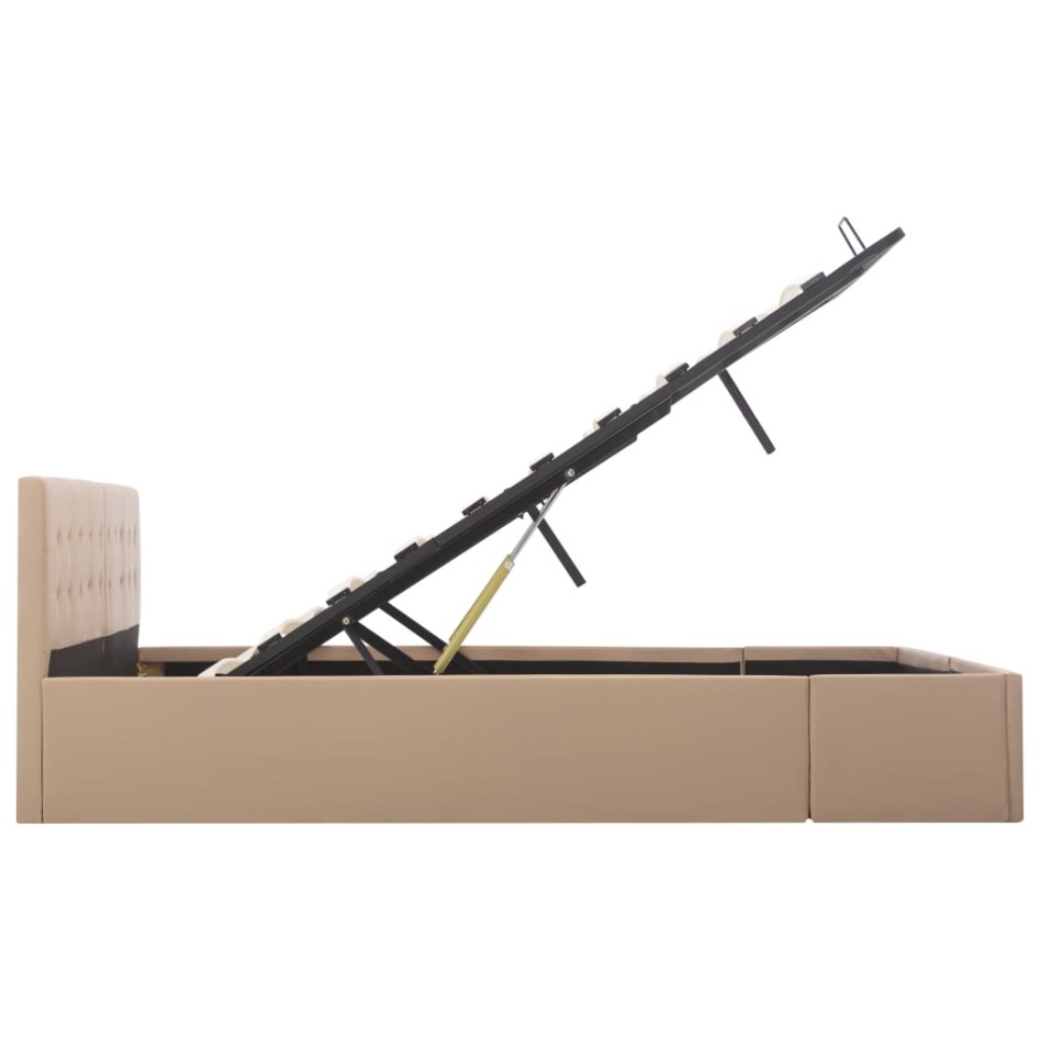 Cama canapé hidráulica cuero sintético blanco 160x200