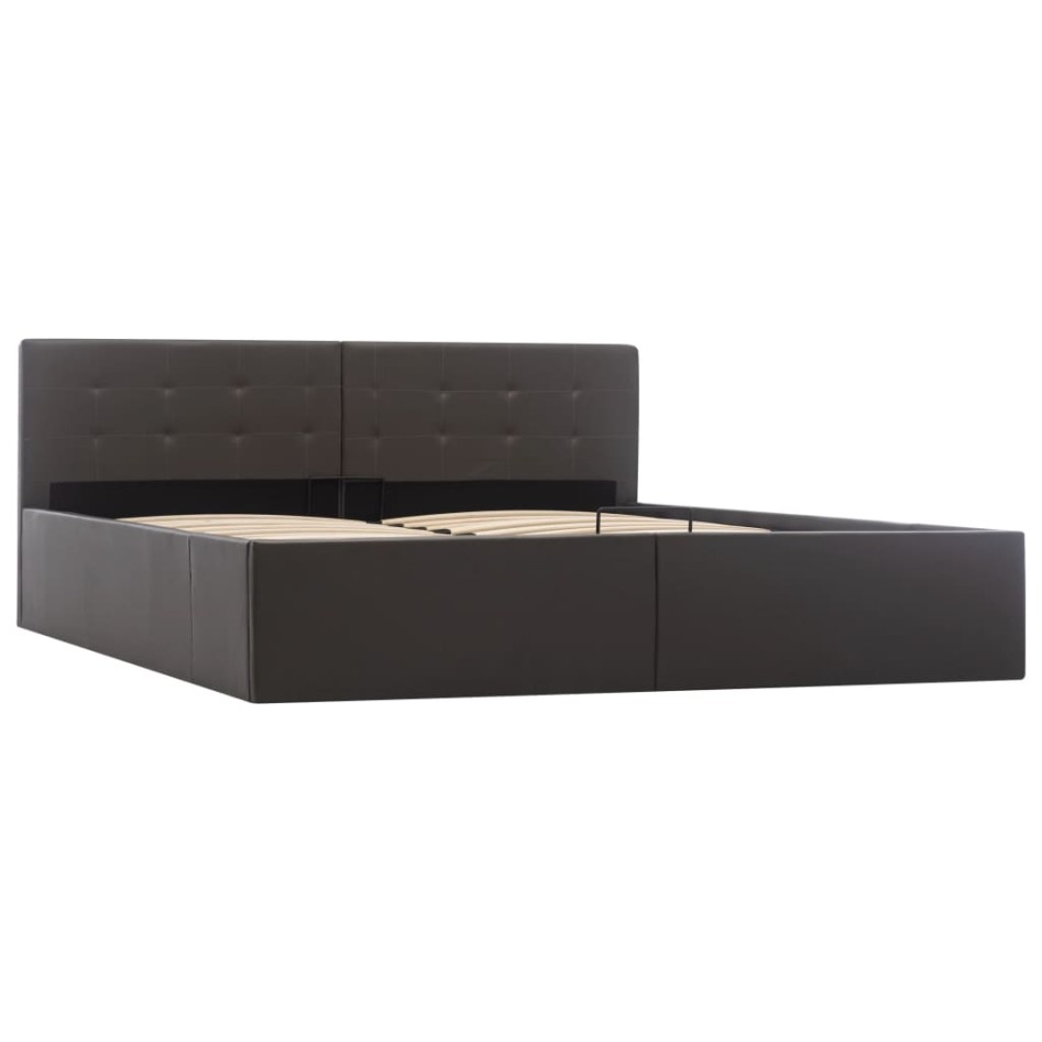 Cama canapé hidráulica cuero sintético gris 160x200