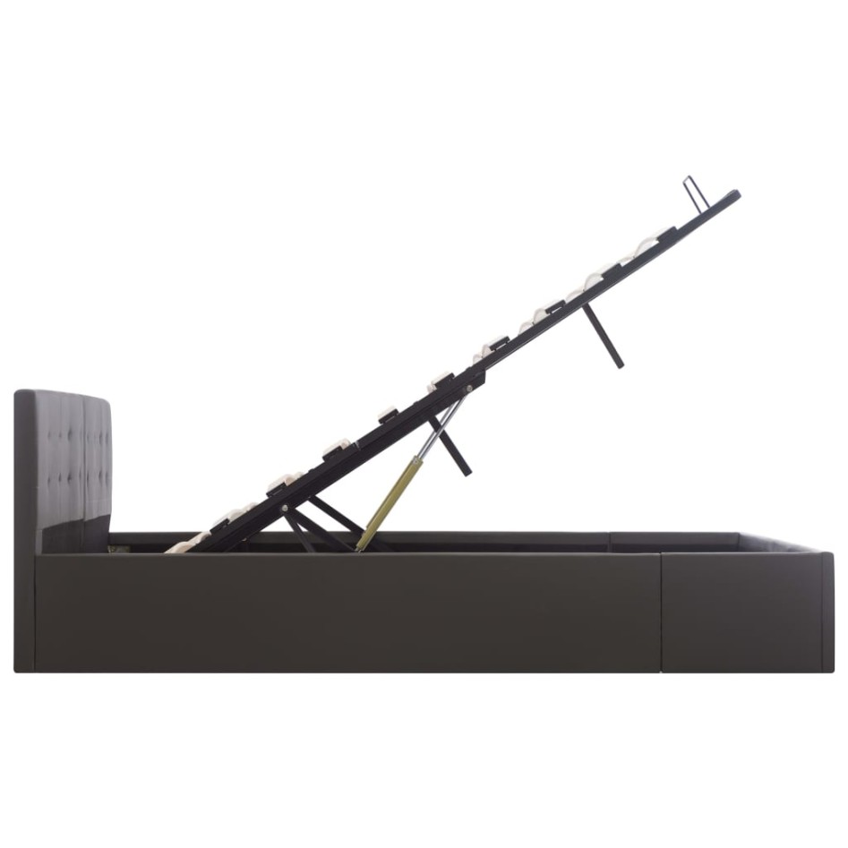 Cama canapé hidráulica cuero sintético gris 160x200