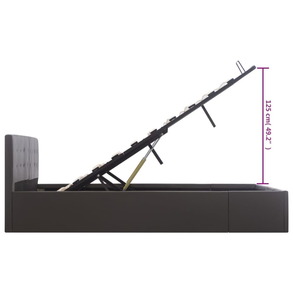 Cama canapé hidráulica cuero sintético gris 160x200