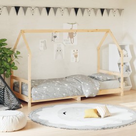 Estructura de cama para niños madera maciza de pino 80x200