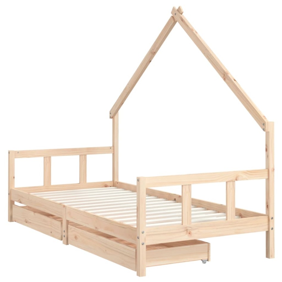 Estructura de cama infantil con cajones madera pino 90x190