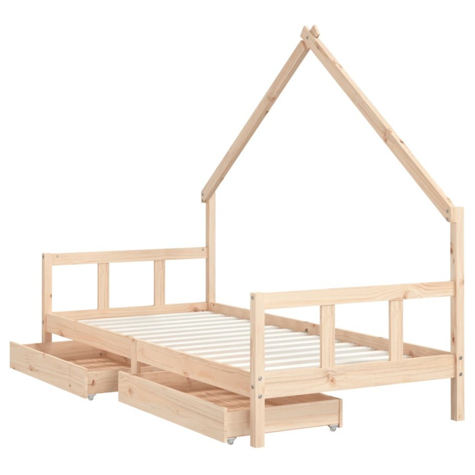 Estructura de cama infantil con cajones madera pino 90x190