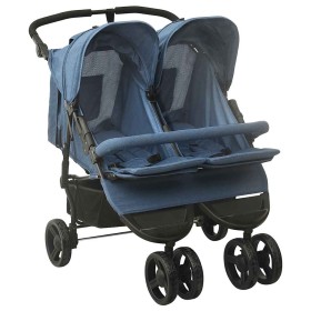Carrito para gemelos de acero azul