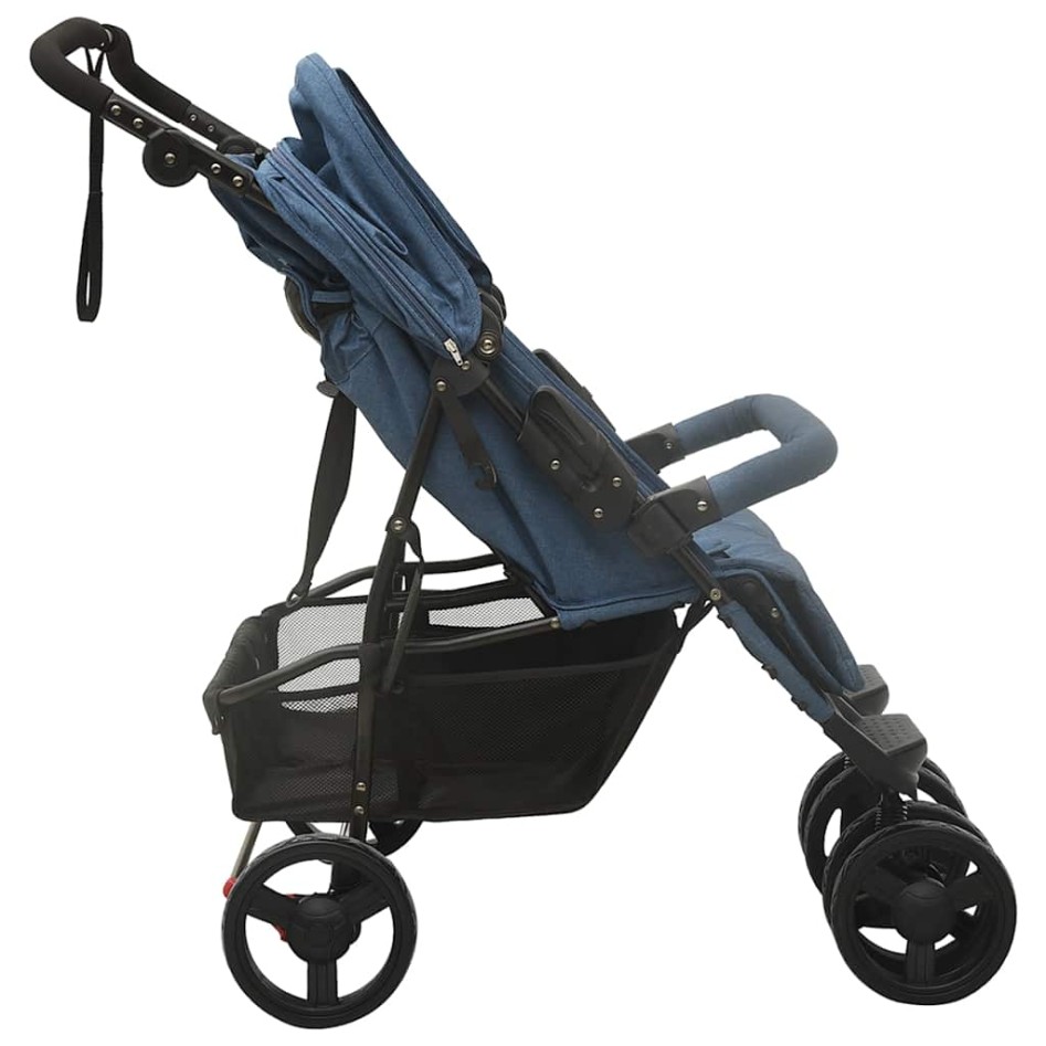 Carrito para gemelos de acero azul