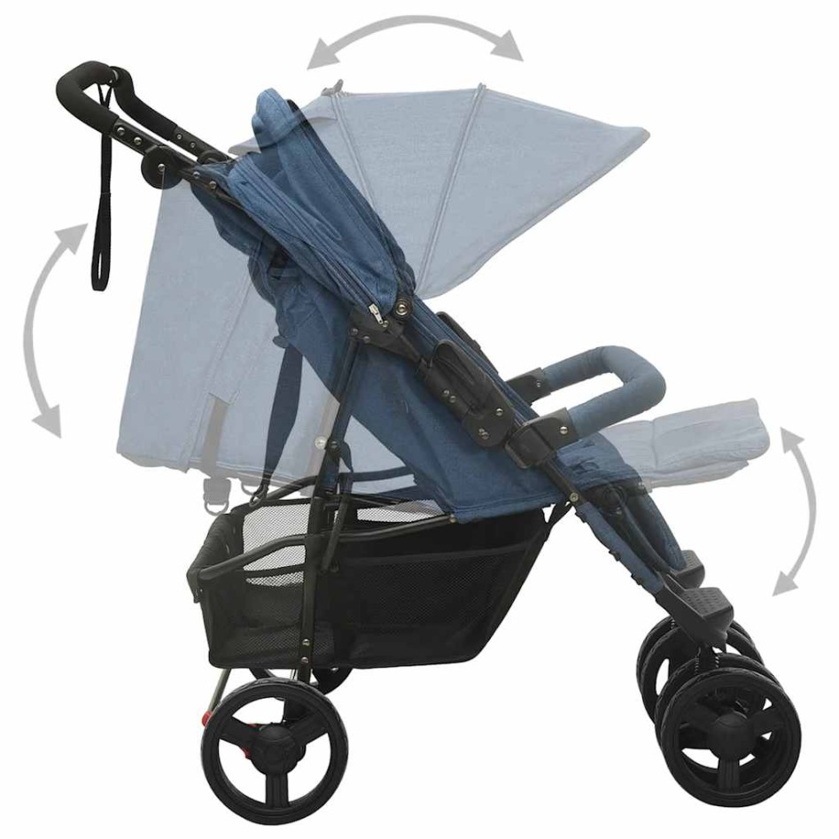 Carrito para gemelos de acero azul