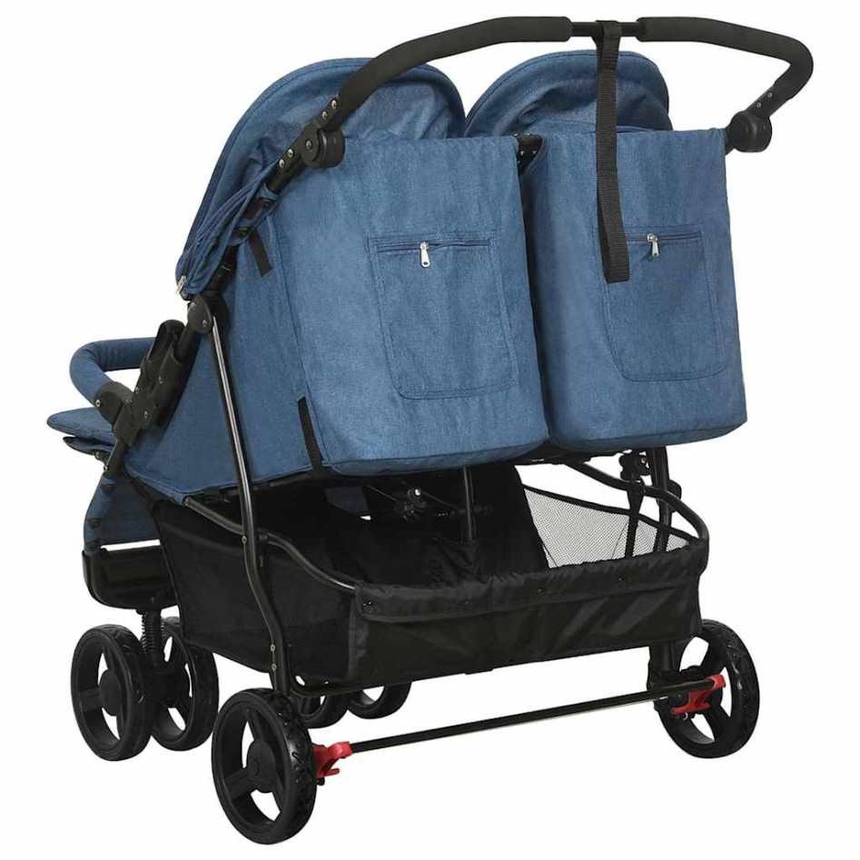 Carrito para gemelos de acero azul