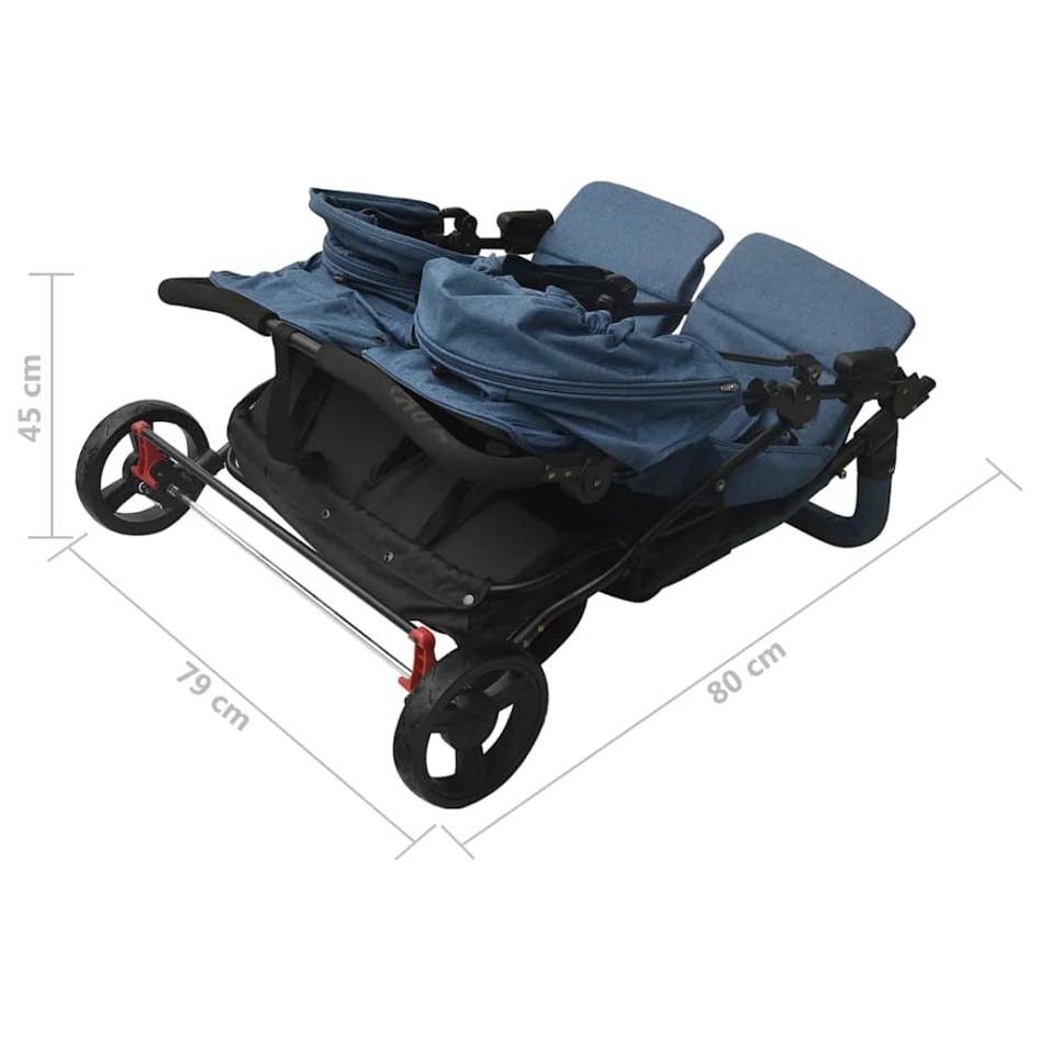 Carrito para gemelos de acero azul