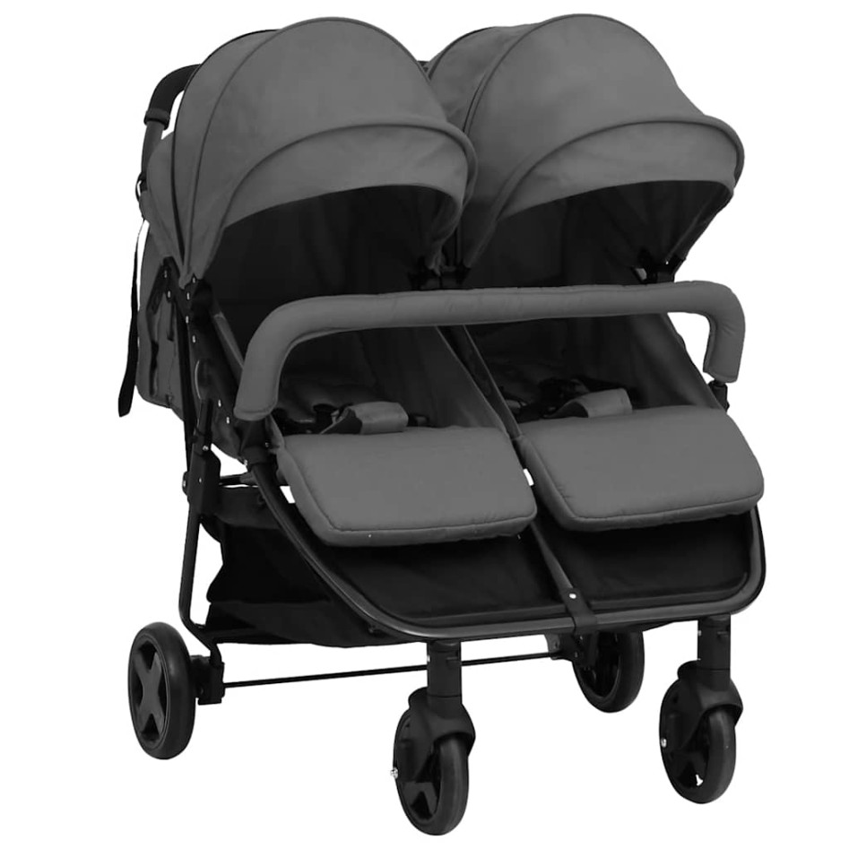 Carrito para gemelos de acero gris oscuro y