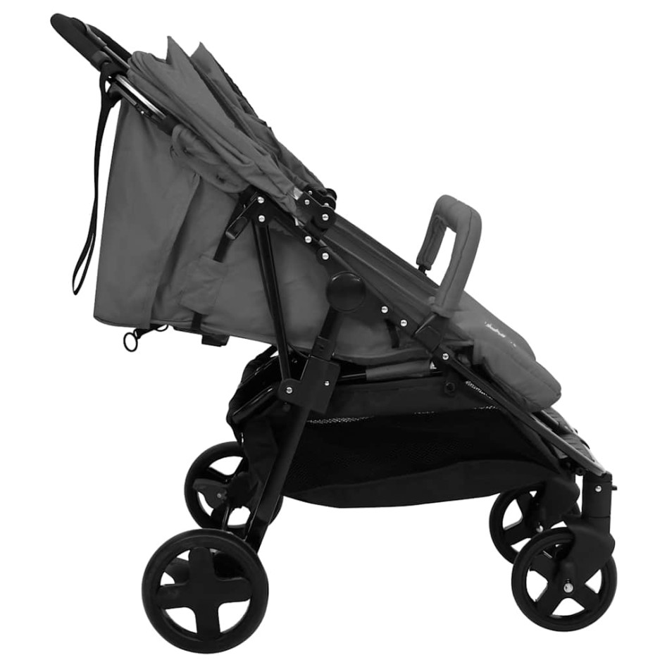 Carrito para gemelos de acero gris oscuro y