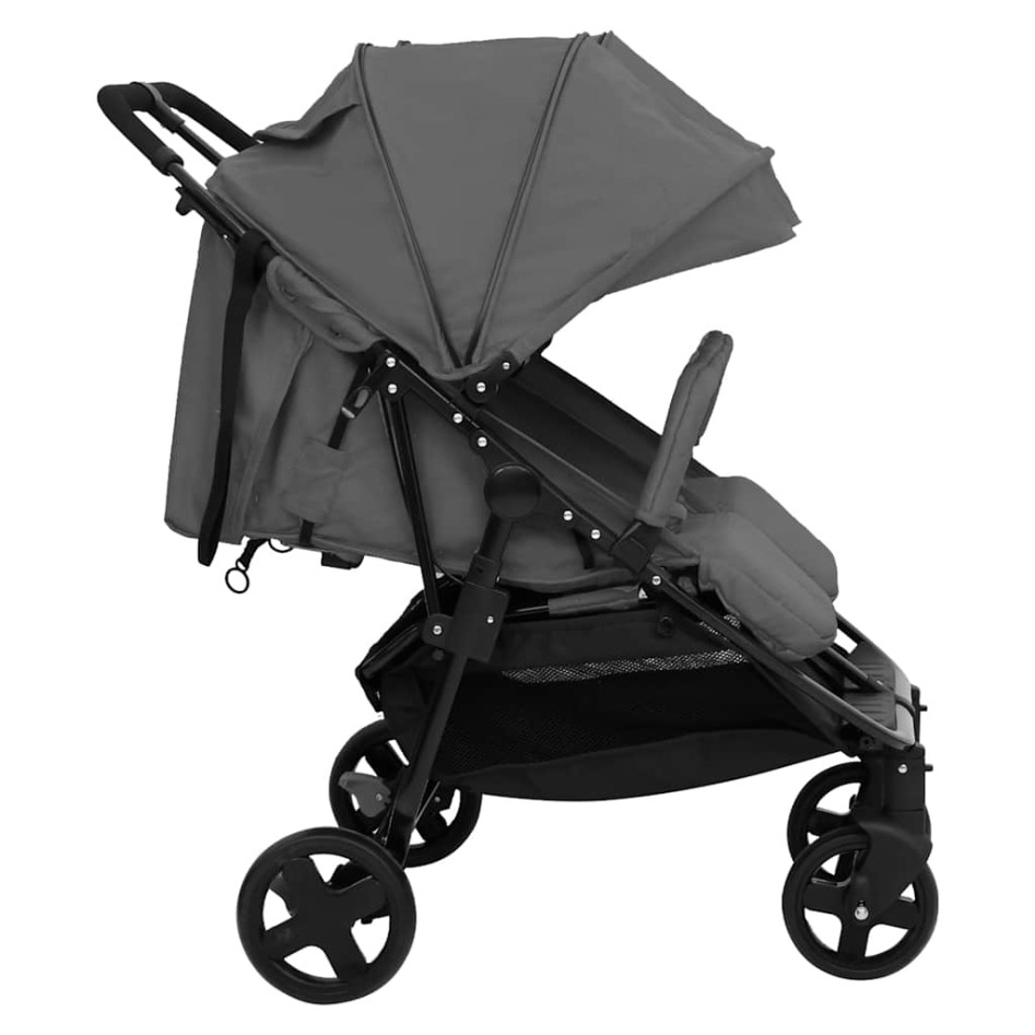 Carrito para gemelos de acero gris oscuro y