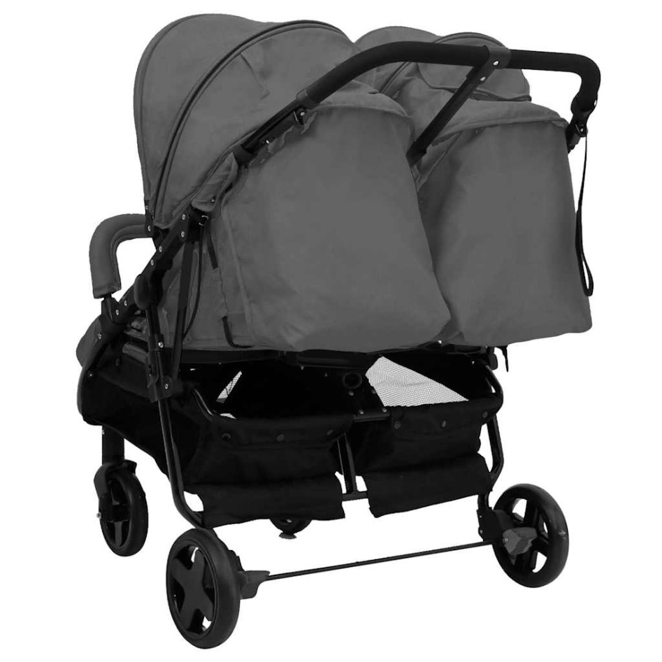 Carrito para gemelos de acero gris oscuro y
