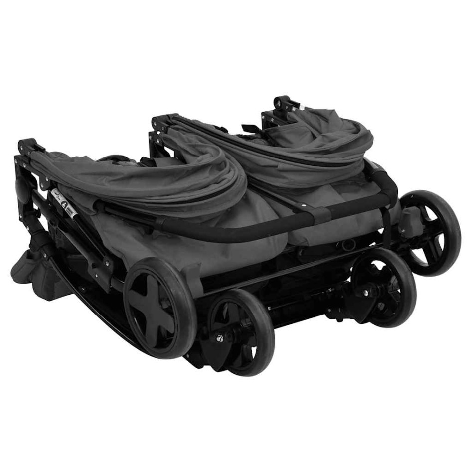 Carrito para gemelos de acero gris oscuro y