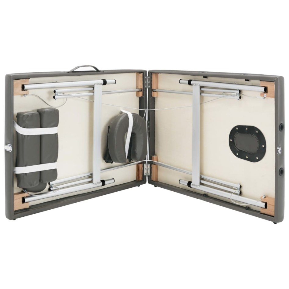 Camilla de masaje 2 zonas marco aluminio antracita 186x68