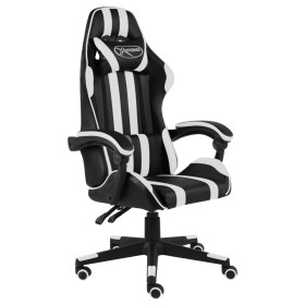Silla gaming de cuero sintético negro y