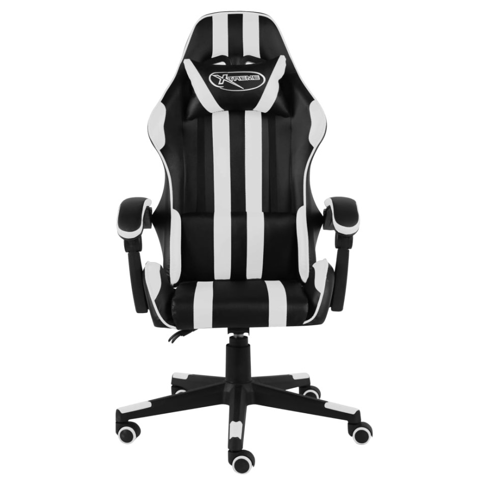 Silla gaming de cuero sintético negro y