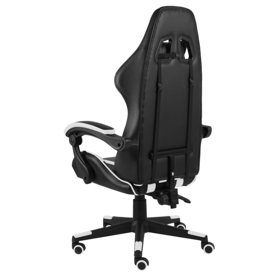Silla gaming de cuero sintético negro y