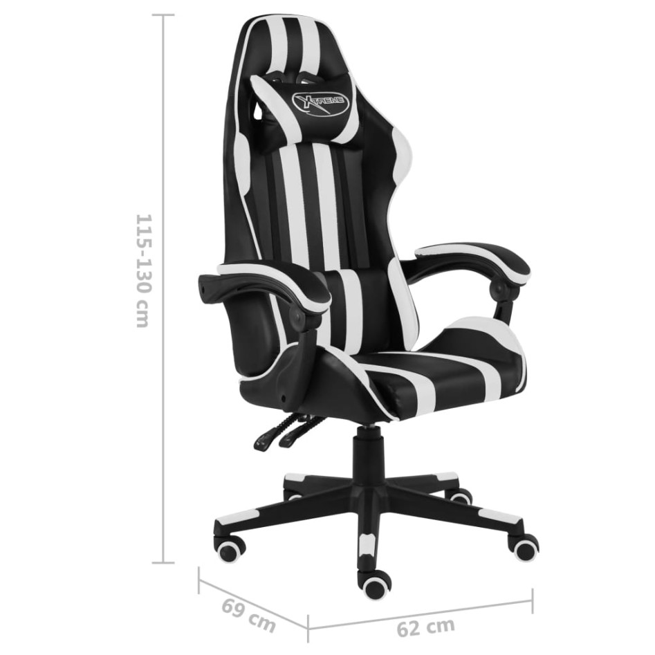 Silla gaming de cuero sintético negro y