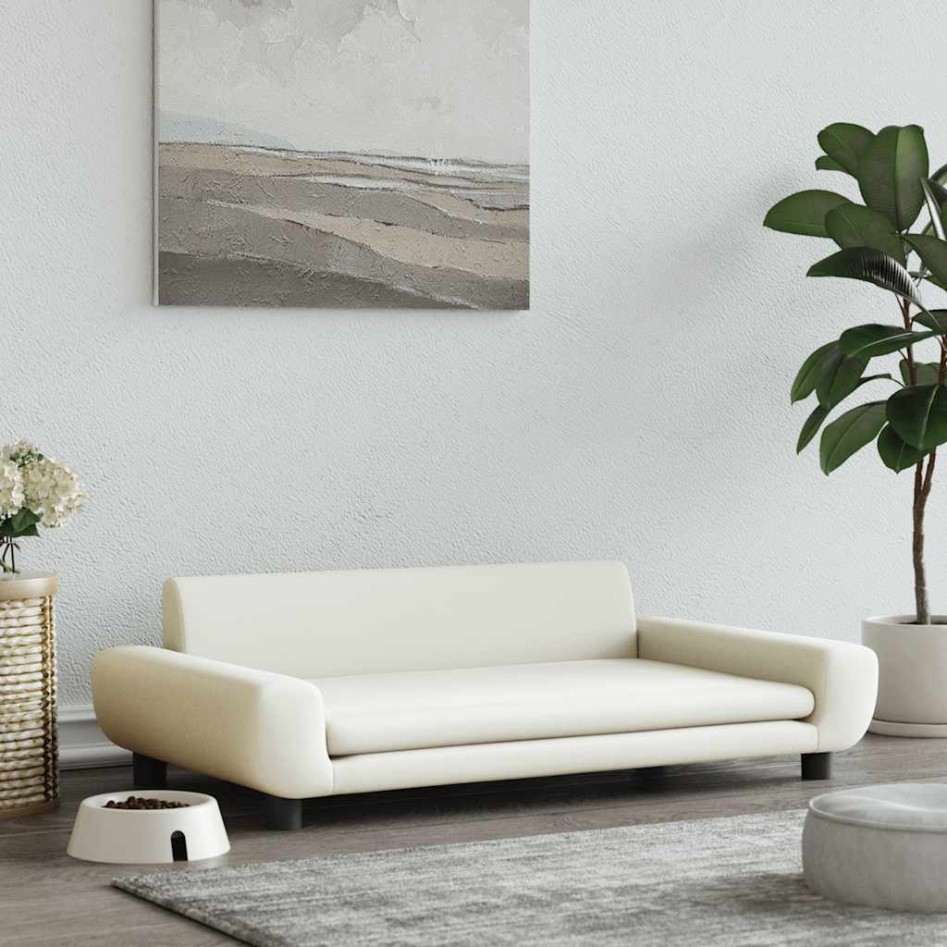 Cama para perros de terciopelo crema 100x54x33