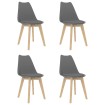 Sillas de comedor 4 unidades plástico gris