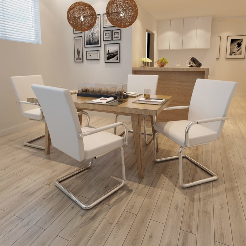 Sillas de comedor voladizas 4 unidades de tela