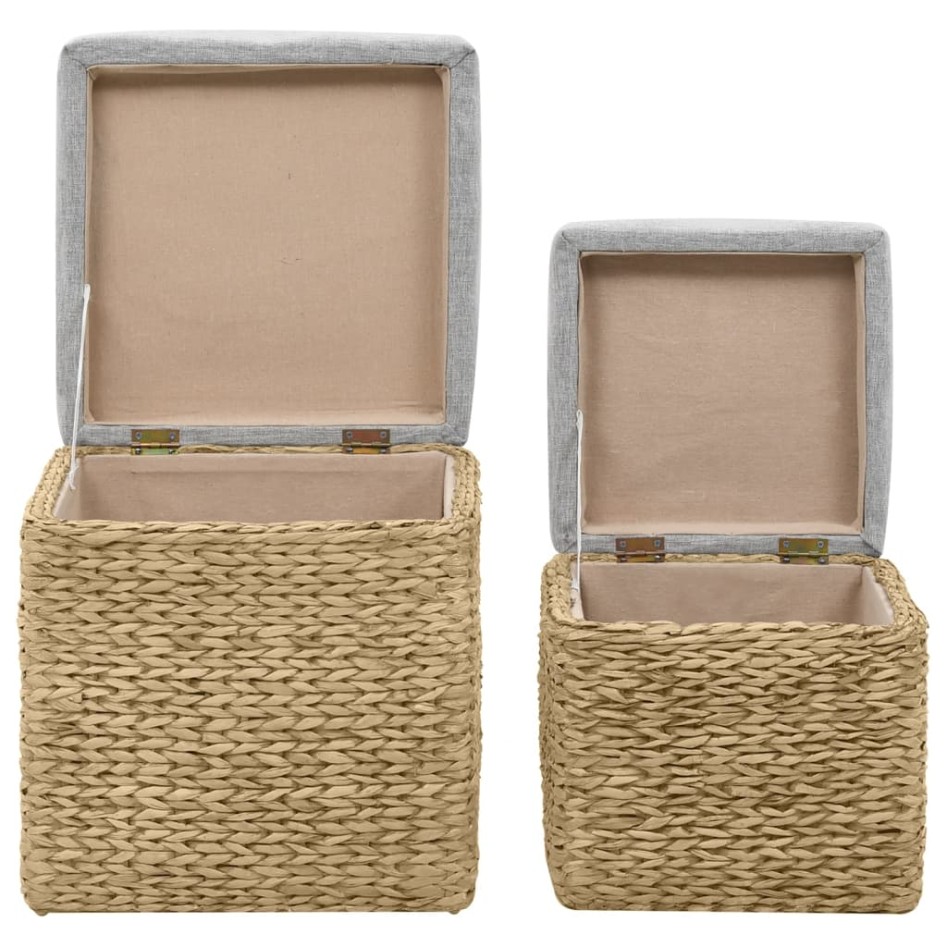 Conjunto de otomanas 2 piezas hierba marina
