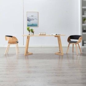 Silla de comedor de madera curvada y cuero sintético
