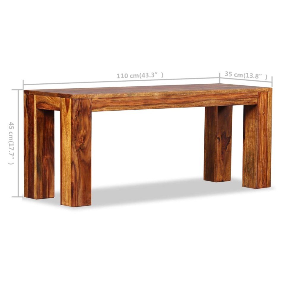 Banco de madera maciza de sheesham 110x35x45