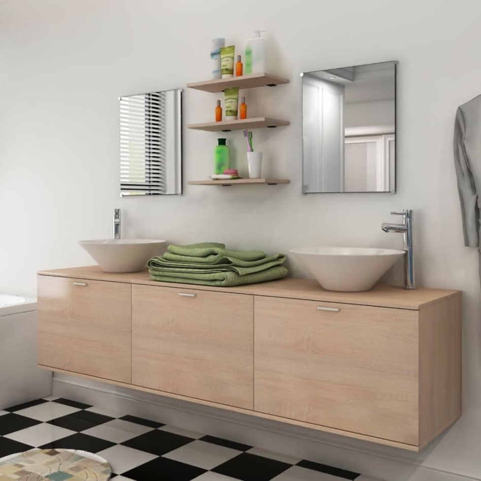 Conjunto de muebles de baño y lavabo 8 piezas