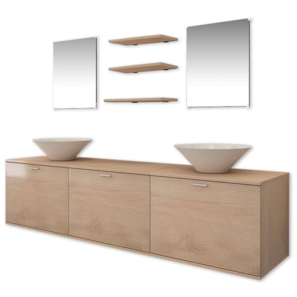 Conjunto de muebles de baño y lavabo 8 piezas