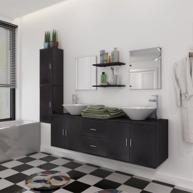 Conjunto de muebles de baño y lavabo 9 piezas