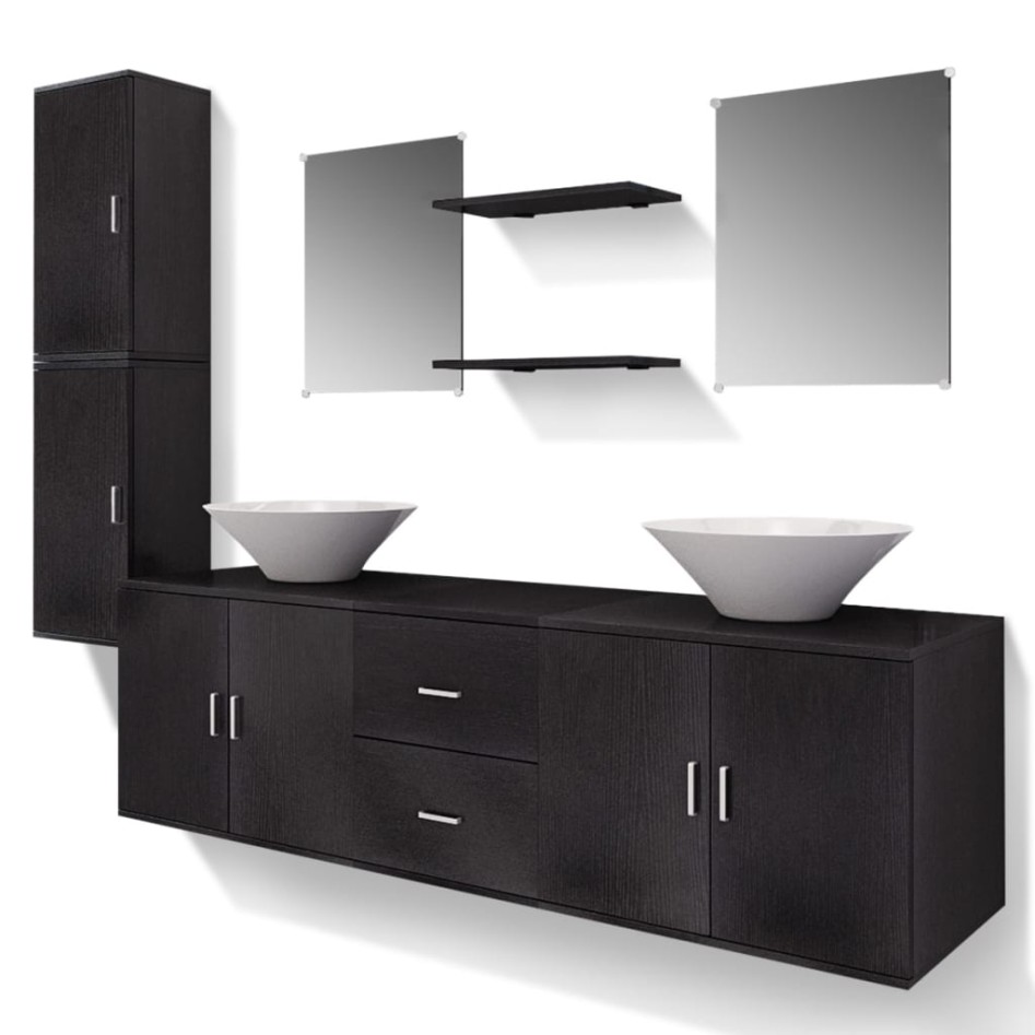 Conjunto de muebles de baño y lavabo 9 piezas