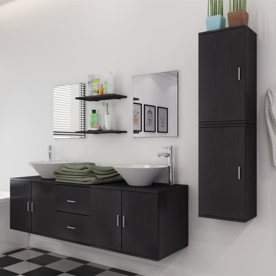 Conjunto de muebles de baño y lavabo 9 piezas