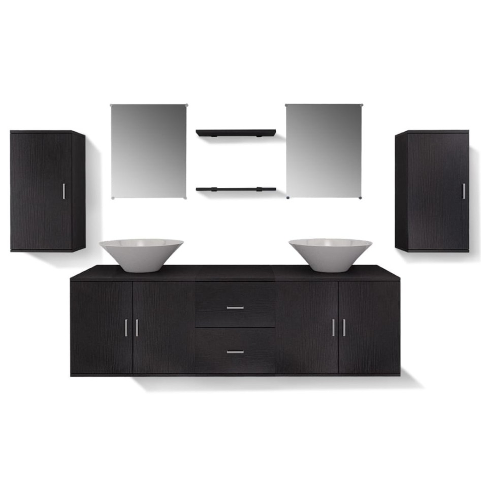 Conjunto de muebles de baño y lavabo 9 piezas