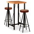Mesa y taburetes bar madera maciza acacia cuero real y