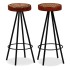 Mesa y taburetes bar madera maciza acacia cuero real y