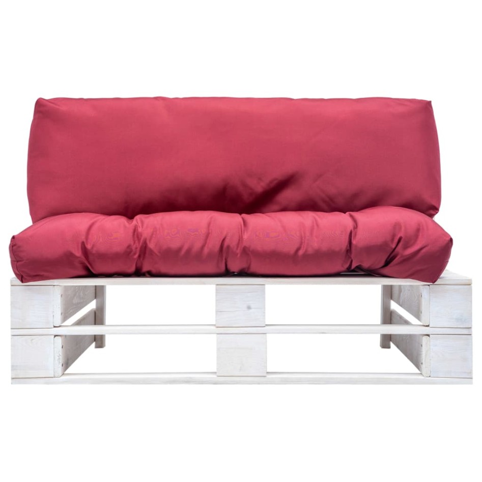 Sofá de jardín de palets con cojines rojos madera de