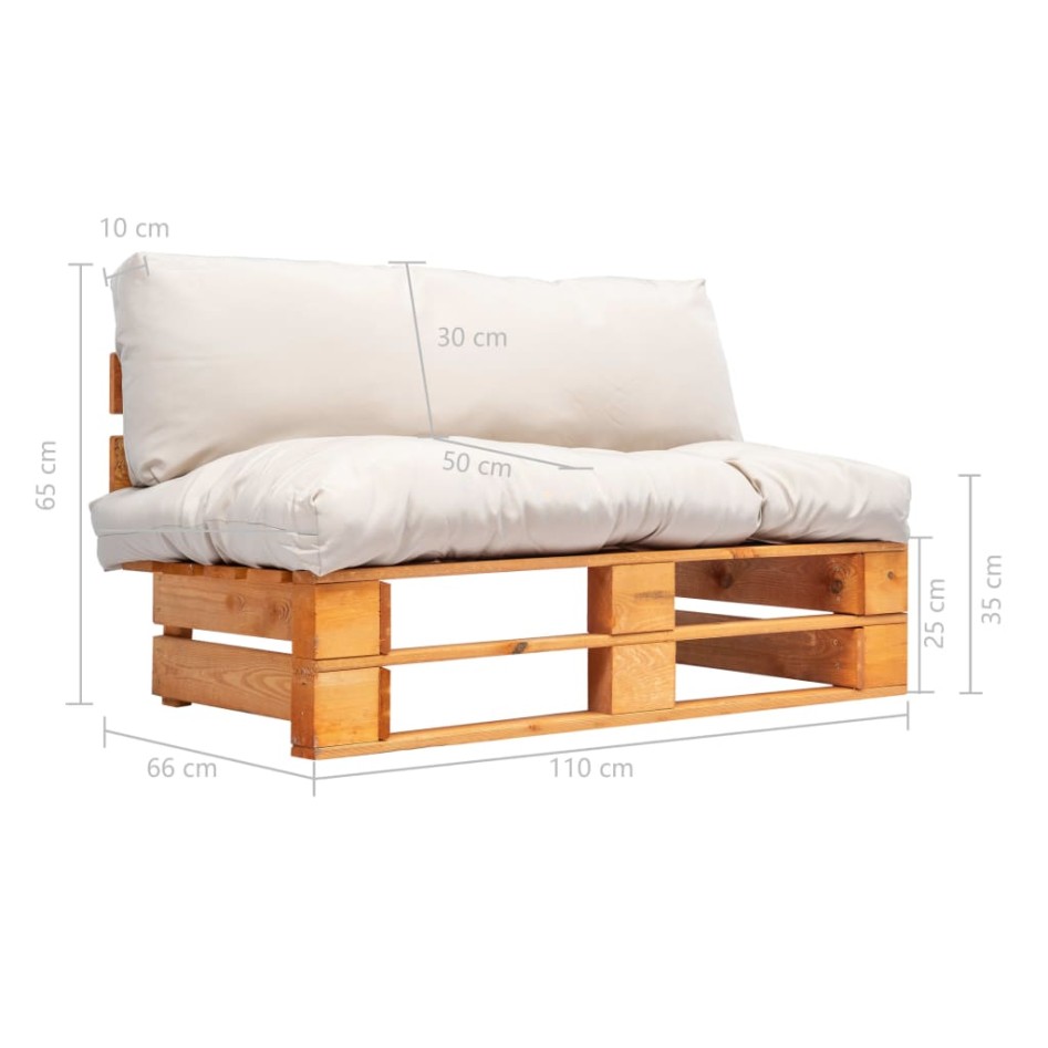 Sofá de jardín de palets con cojines color arena madera de