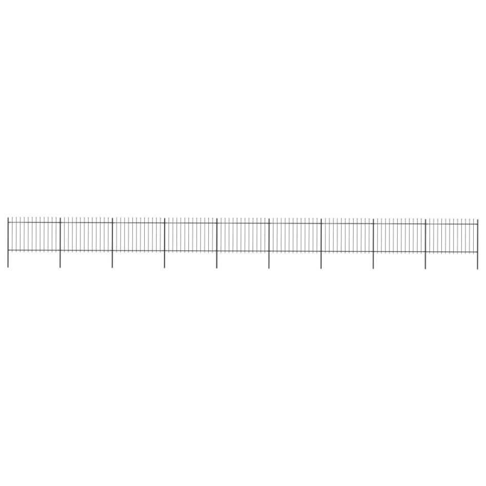 Valla de jardín con puntas de lanza acero negro 15,3x1,2