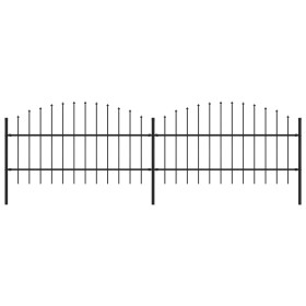 Valla de jardín con puntas de lanza acero negro (0,75-1)x3,4