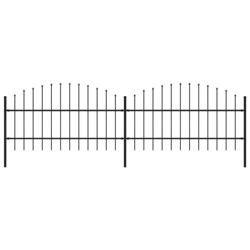 Valla de jardín con puntas de lanza acero negro (0,75-1)x3,4