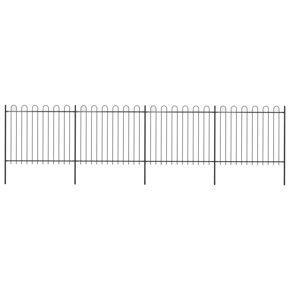 Valla de jardín con puntas de aro acero negro 6,8x1,5