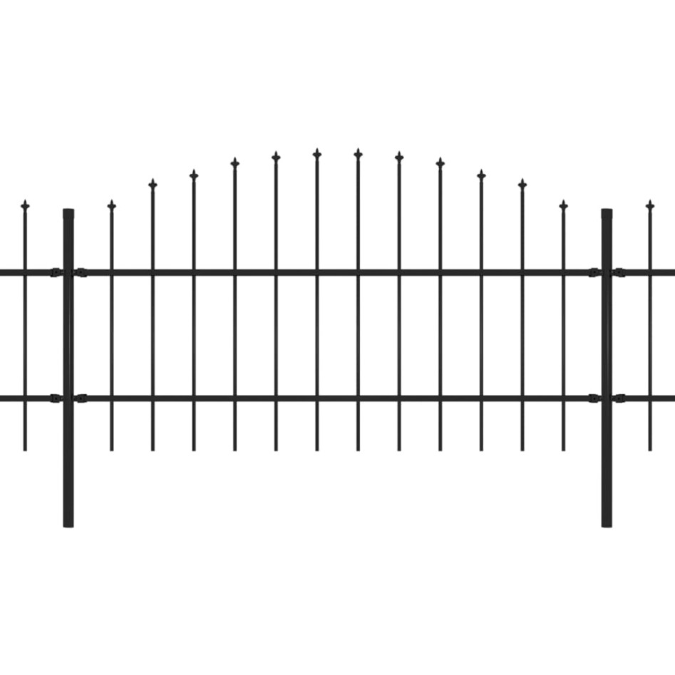 Valla de jardín con puntas de lanza acero negro (0,75-1)x11,9