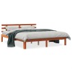 Estructura cama con cabecero madera pino marrón cera 150x200 cm