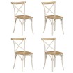 Sillas con respaldo cruzado 4 uds madera maciza de mango blanco