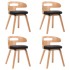 Sillas de comedor 4 uds madera curvada cuero sintético