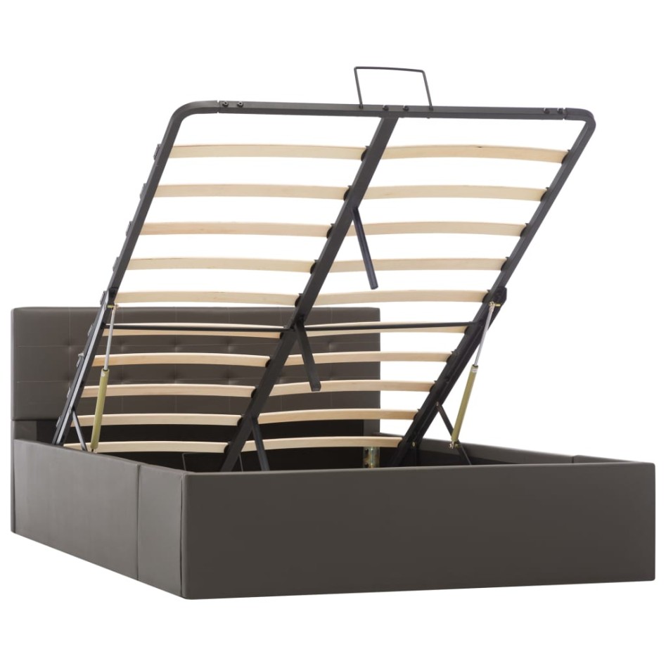 Cama canapé hidráulica cuero sintético gris 120x200