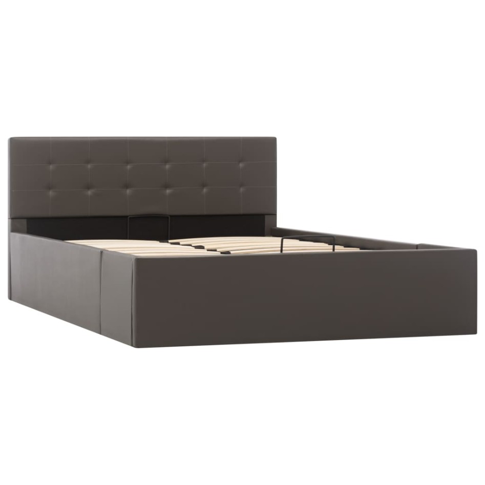 Cama canapé hidráulica cuero sintético gris 120x200