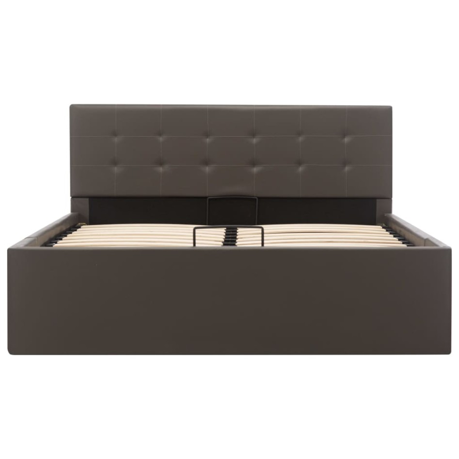 Cama canapé hidráulica cuero sintético gris 120x200